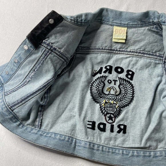 Born to Ride Denim toddler 3T jacket Biker blue jean jacket Go Baby Tag - Picture 9 of 16